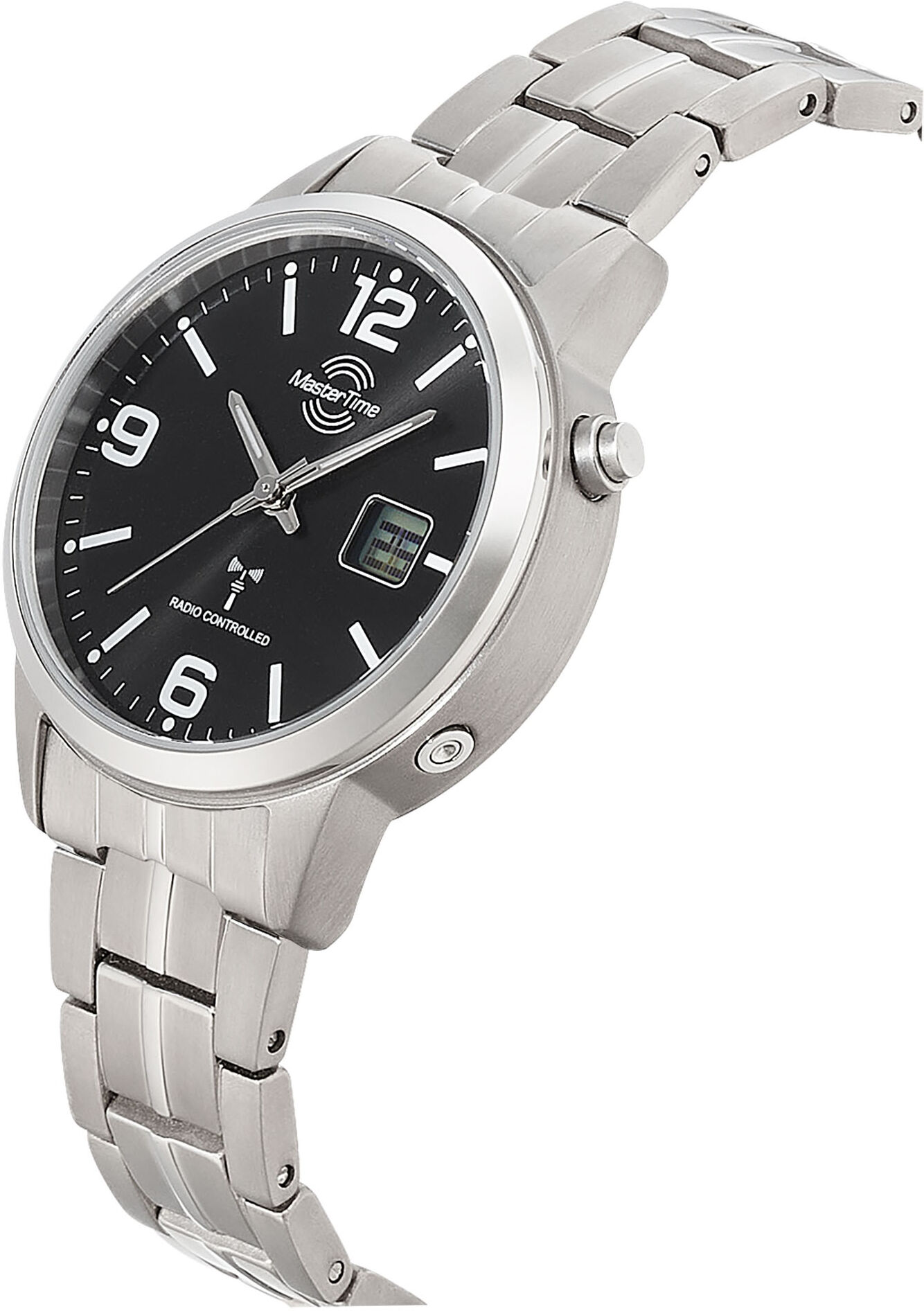 Funkuhr MASTER TIME, silber (titansilberfarben, schwarz, schwarz), Armbanduhren, Damen, titansilberfarben, Funkuhr, Quarzuhr, Armbanduhr, Damenuhr, Titan, analog, digital