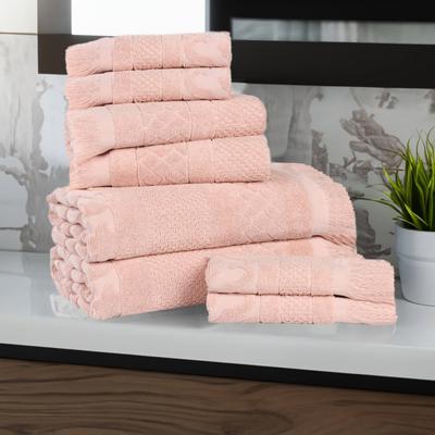 Superior Rolla Cotton Geometric Jacquard Plush Soft 8 Piece Towel Set