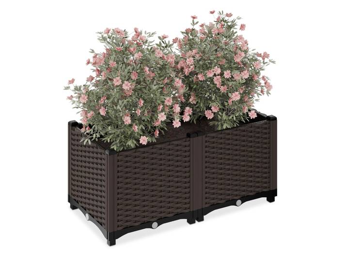 Pflanzkübel in Rattan-Optik Braun-Schwarz