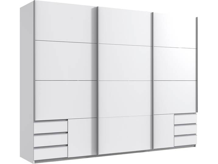 Schwebetürenschrank WIMEX Emden , weiss (weiß), B:270cm H:210cm T:64cm, Holzwerkstoff, Schränke, Schwebetürenschrank, Mit Aussenschubkästen