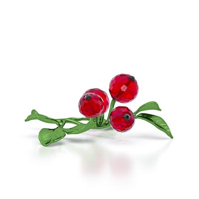 Dekofigur SWAROVSKI "Kristallfigur Sammelfigur Idyllia Rote Beeren", bunt (rot, grün, schwarz), Dekofiguren, Metall, Swarovski Kristall