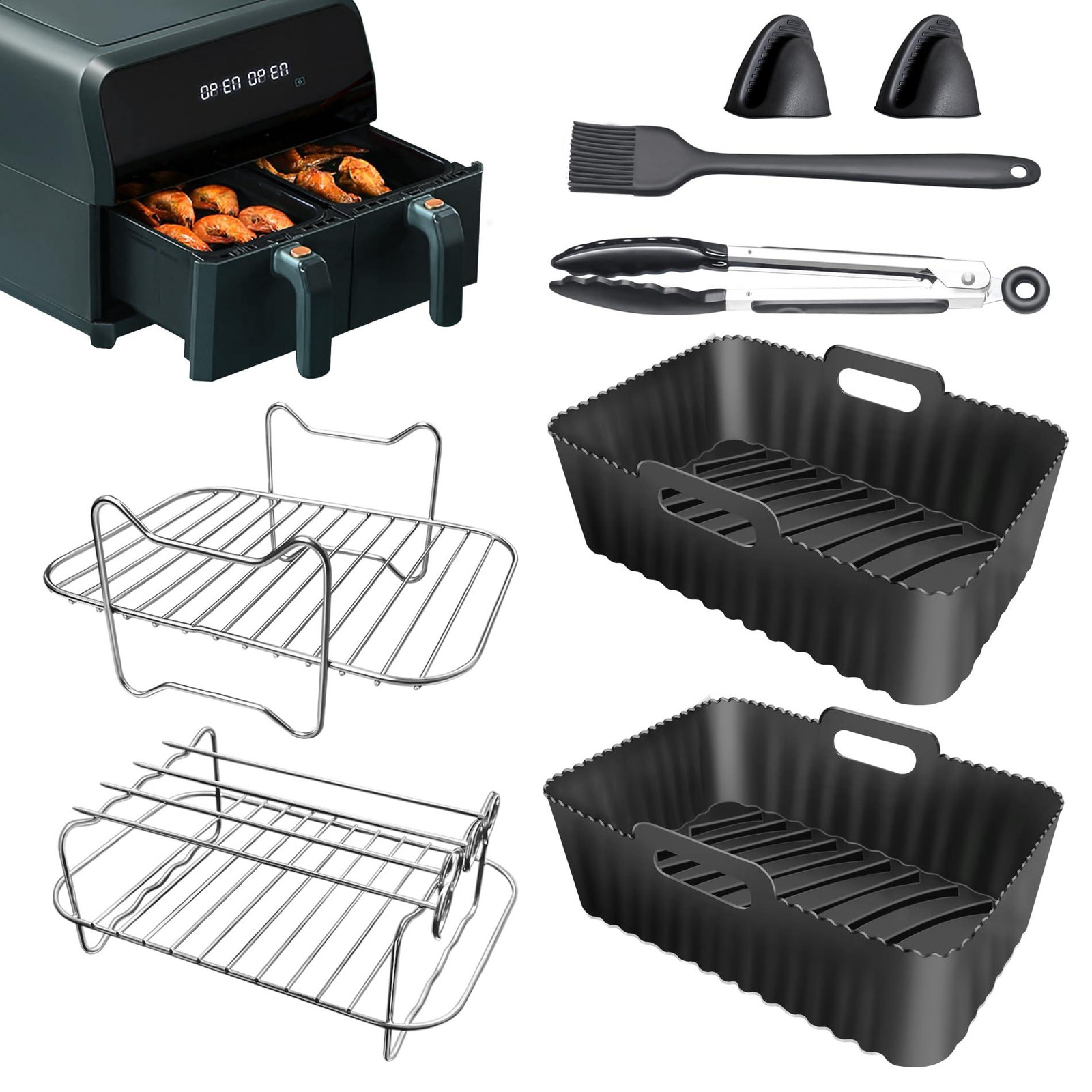 Dripio 8-delige siliconen accessoire set voor Ninja Foodi, zwart