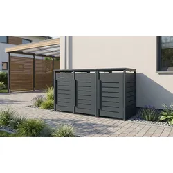 Mülltonnenbox Stahl - Maß: ca 264 x 80 x 116 cm -  Eigenschaft: für bis zu vier 240l Tonnen -  Inkl. Gasdruckdämpfer im Deckel