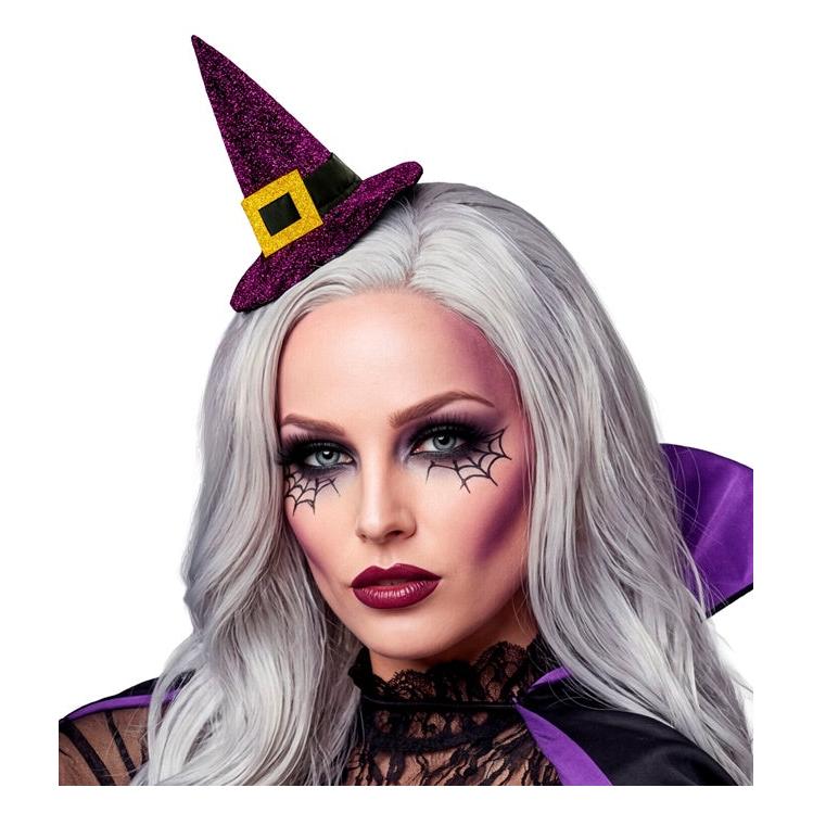 Widmann Mini-Hexe S - Violett/Schwarz/Schwarz/Silber Halloween Hüte & Kopfbedeckung für Kostüme Zube (9388E)