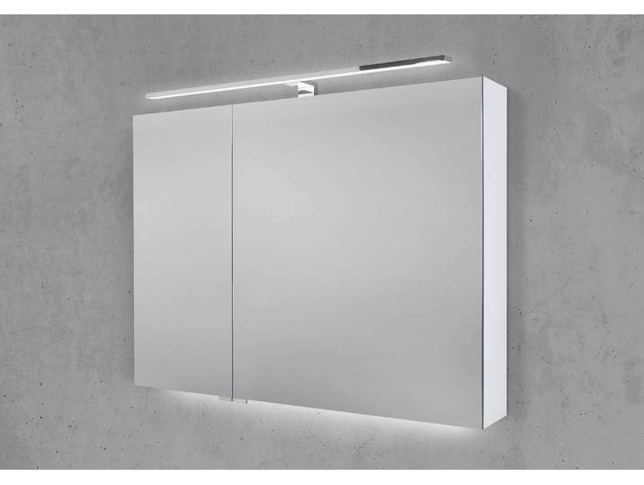 Spiegelschrank 90 cm mit LED Chrom Beleuchtung Doppelspiegeltüren