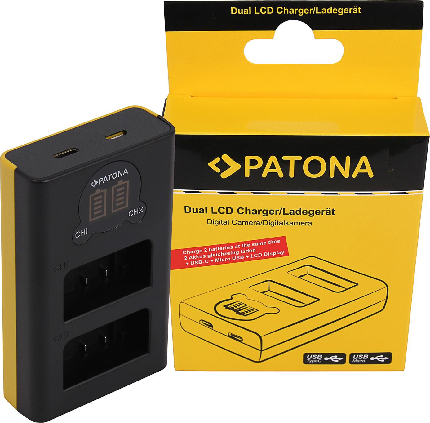 Patona Dubbele LCD USB-oplader voor Nikon EN-EL25, geschikt voor Nikon Z30, Z50 en Z fc