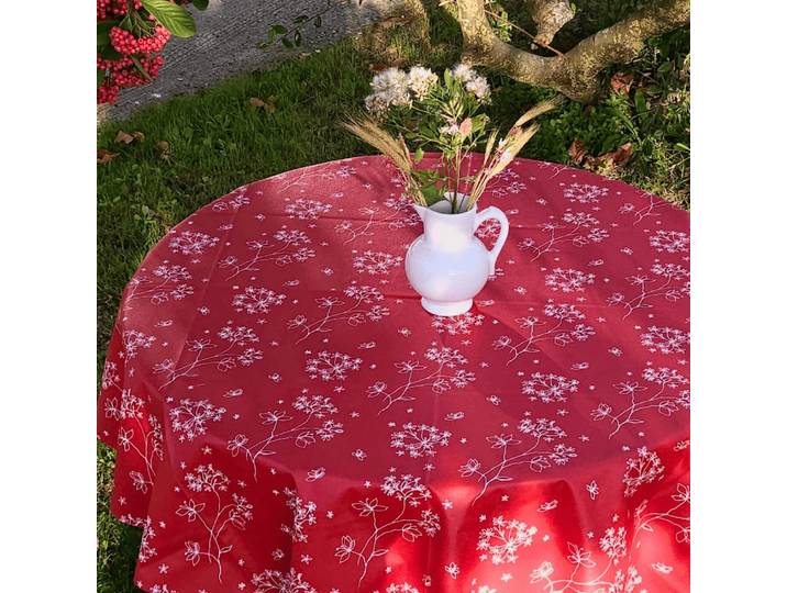 Nappe enduite rouge ronde diam 160 cm