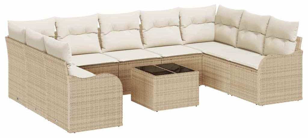 Loungeset für den Garten - Gartenmöbelset - Gartenbank - Modulares Loungeset - Gartenbank in Beige und Cremeweiß