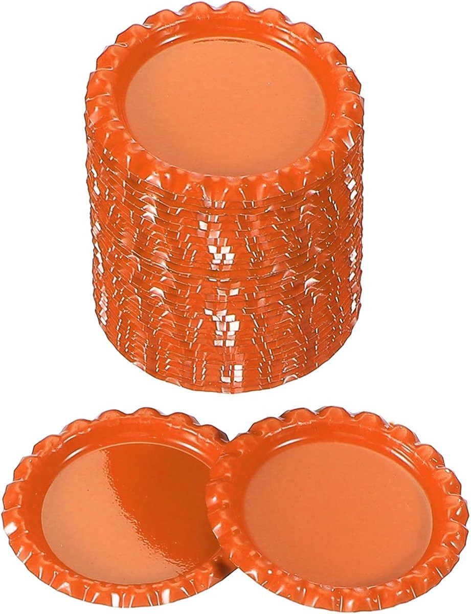 100 stuks Decoratieve Flessendoppen voor knutselen - Dubbelzijdig bedrukt - Oranje