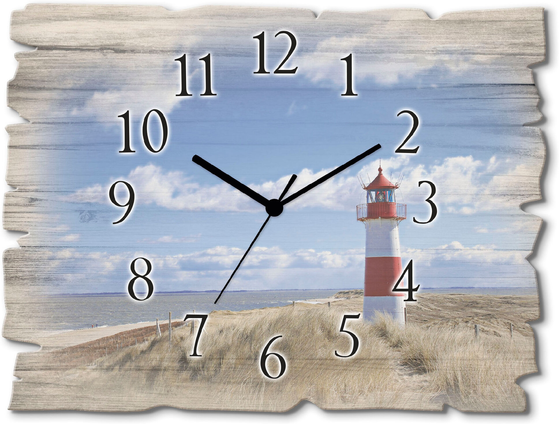 Wanduhr ARTLAND "Leuchtturm Sylt", blau, B:40cm H:30cm T:0,6cm, Wanduhren, Wanduhr, wahlweise mit Quarz- oder Funkuhrwerk, lautlos ohne Tickgeräusche blau B/H/T: 40cm x 30cm x 0,6cm, Quarzuhr