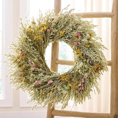 "Dried Yellow Statice Wreath, 22"" - Grandin Road"