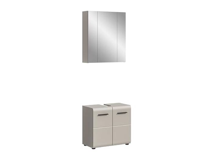 xonox.home – Badkombination Ice 60x185x30 cm in Kaschmir Melamin & matt – Kompakte Lösung für kleine Bäder – Platzsparende Bauweise, Moderne Optik & langlebige Materialien für Ihr Zuhause