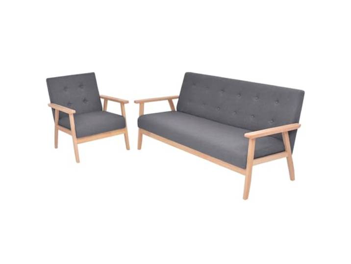 HEFZGDB Skandinavisches Design Sofa-Set 2-TLG. Dunkelgrau Stoff Sessel und 3-Sitzer Massivholz Rahmen Polyester Bezug Bequeme Sitzmöbel Langlebige Polsterung Stabile Konstruktion