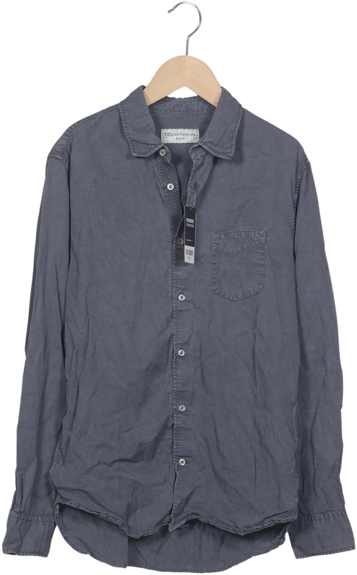 Officine Generale Herren Hemd, Grau, Gr. M, Lyocell - Second Hand