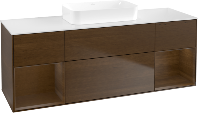 Villeroy und Boch Finion Waschtischunterschrank F741GNGN 160x60,3x50,1cm, Regale Walnut veneer, Walnut veneer