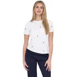 Only T-Shirt Ketty in Weiß mit Blumenmuster-S