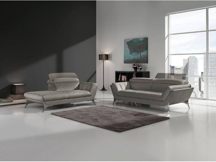 Egoitaliano Polstergarnitur Sueli, (Set), bestehend aus Sofa und Recamiere, Kopfteilverstellung, Bezug Leder