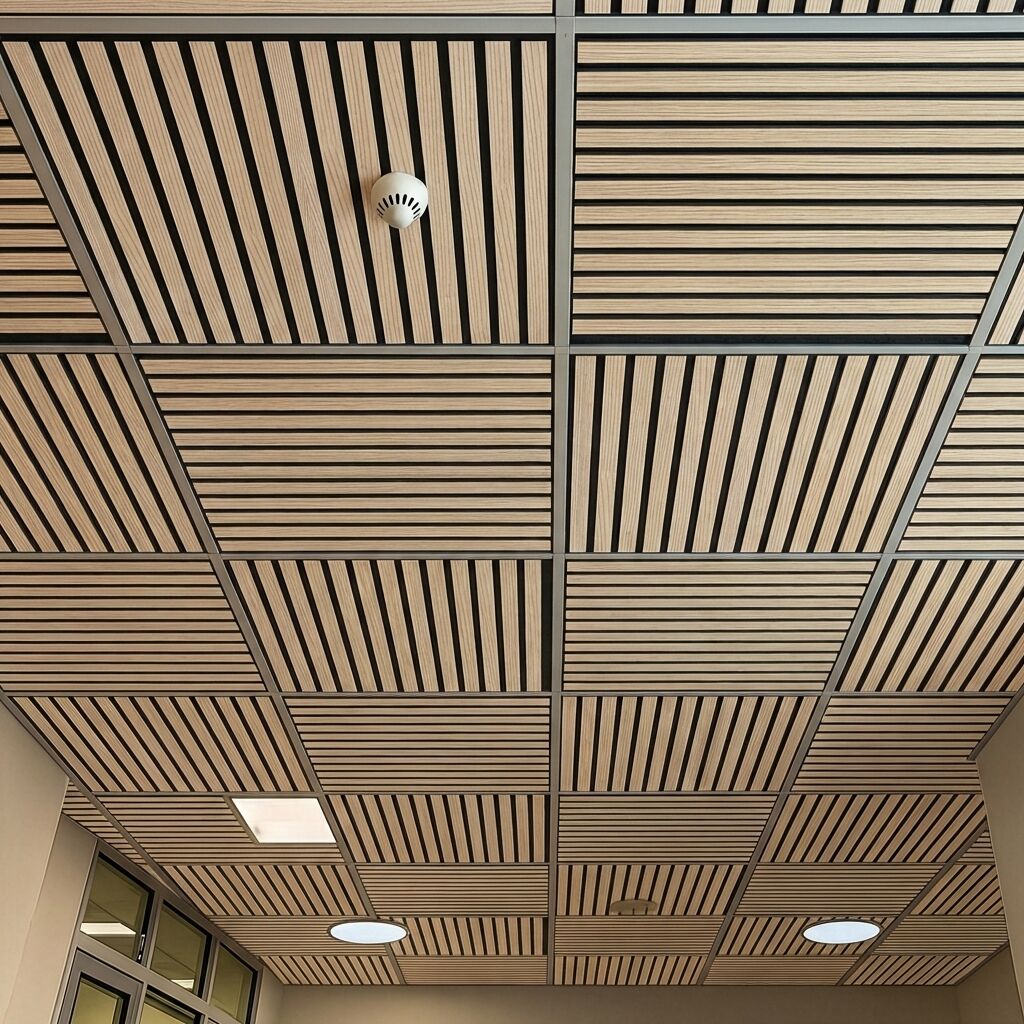 B2B Partner Drewniany sufitowy panel akustyczny, 595 x 595 mm, B2BP008, 4 szt., dąb sonoma