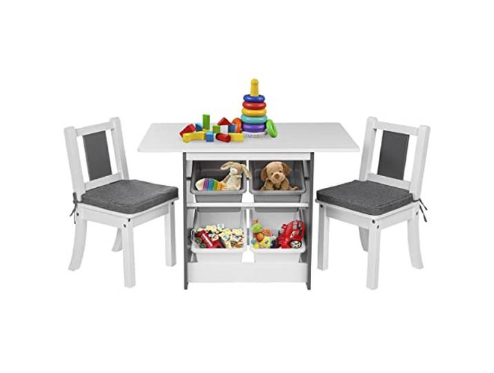 ONVAYA® Kindertisch-Set mit Stühlen Kindersitzgruppe mit Stauraum Kindermöbel-Set mit Tisch und 2 Stühlen Kindertischgruppe aus Holz Sitzgruppe fürs Kinderzimmer