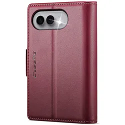 Caseme Lederlook Anti-RFID Wallet Etui iPhone Duo (Apple iPhone Duo), Smartphone Hülle, Rot