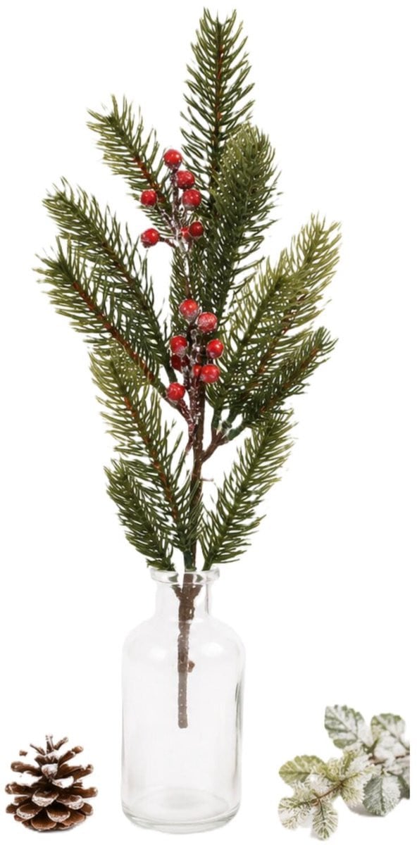 Feeric lights & Christmas decoratieve dennentak met bessen - groen - 52 cm