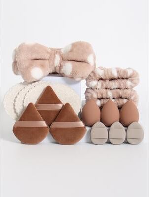 Modern Mode Marketplace Flawless Blend Makeup Sponge Set With Foundation Blender Headband And Wristbands brown