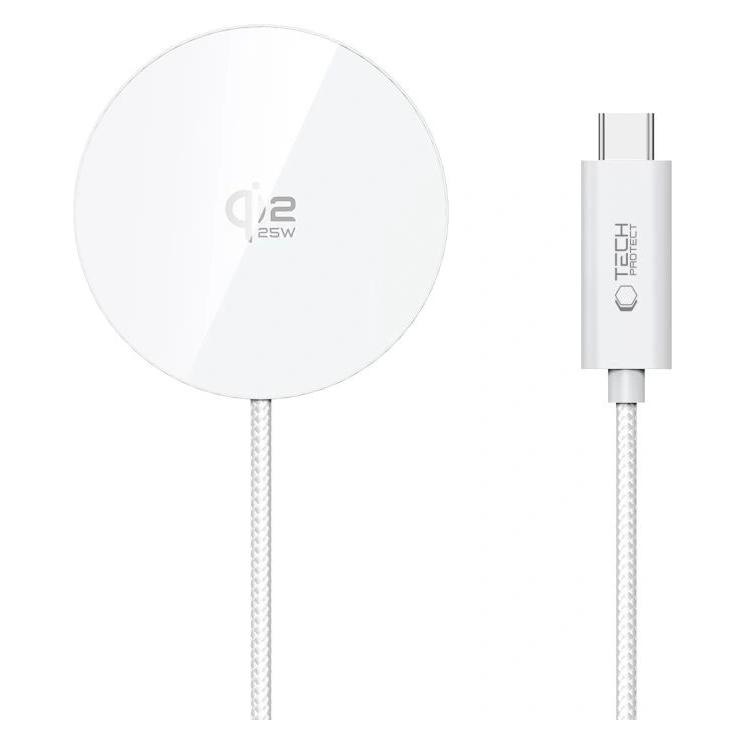 Tech-Protect A50 MAGNETIC MAGSAFE WIRELESS CHARGER 25W QI2.2 WHITE (25 W) (5906302339389)
