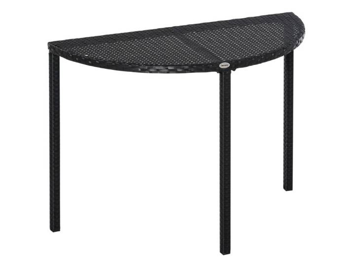 Gain de place table de balcon demi-lune table de jardin demi-cercle résine tressée 100 x 50 x 74 cm