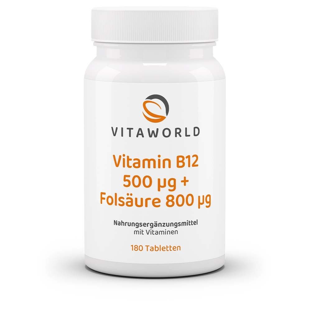 Vitamin B12 500 µg+Folsäure 800 µg Tabletten 180 St
