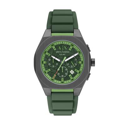 Chronograph ARMANI EXCHANGE "SYNC", grün, khaki, grün, Armbanduhren, Herren, anthrazit, Chronograph, Quarzuhr, Armbanduhr, Herrenuhr, Silikonarmband, analog, Tag