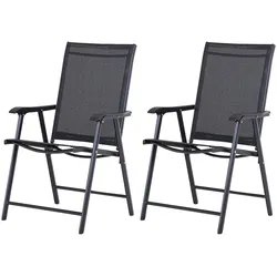 STILVORA Campingstuhl Set 2 teilig Klappstuhl mit Armlehnen Schwarz 64x58x94 cm pulverbeschichtetes Metall Texteline ergonomisch platzsparend