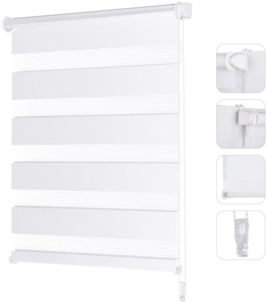 Klemfix Dubbel rolgordijn Duo rolgordijn Wit B100 x H210 cm