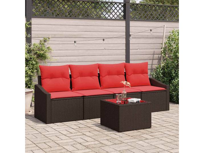vidaXL Sofa Set 5 stk. 3-Sitzer Braun und Rot