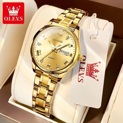 Uplift Essentials Diamond Dial Luxury Calendar Watch gold
