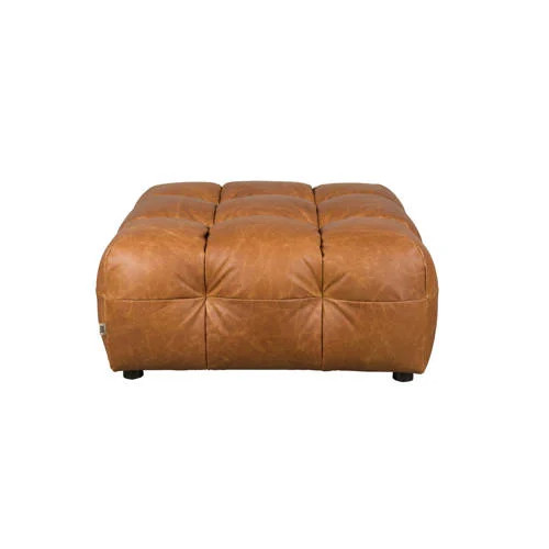 Dutchbone hocker Hackman met houten frame en lederen of fluwelen bekleding