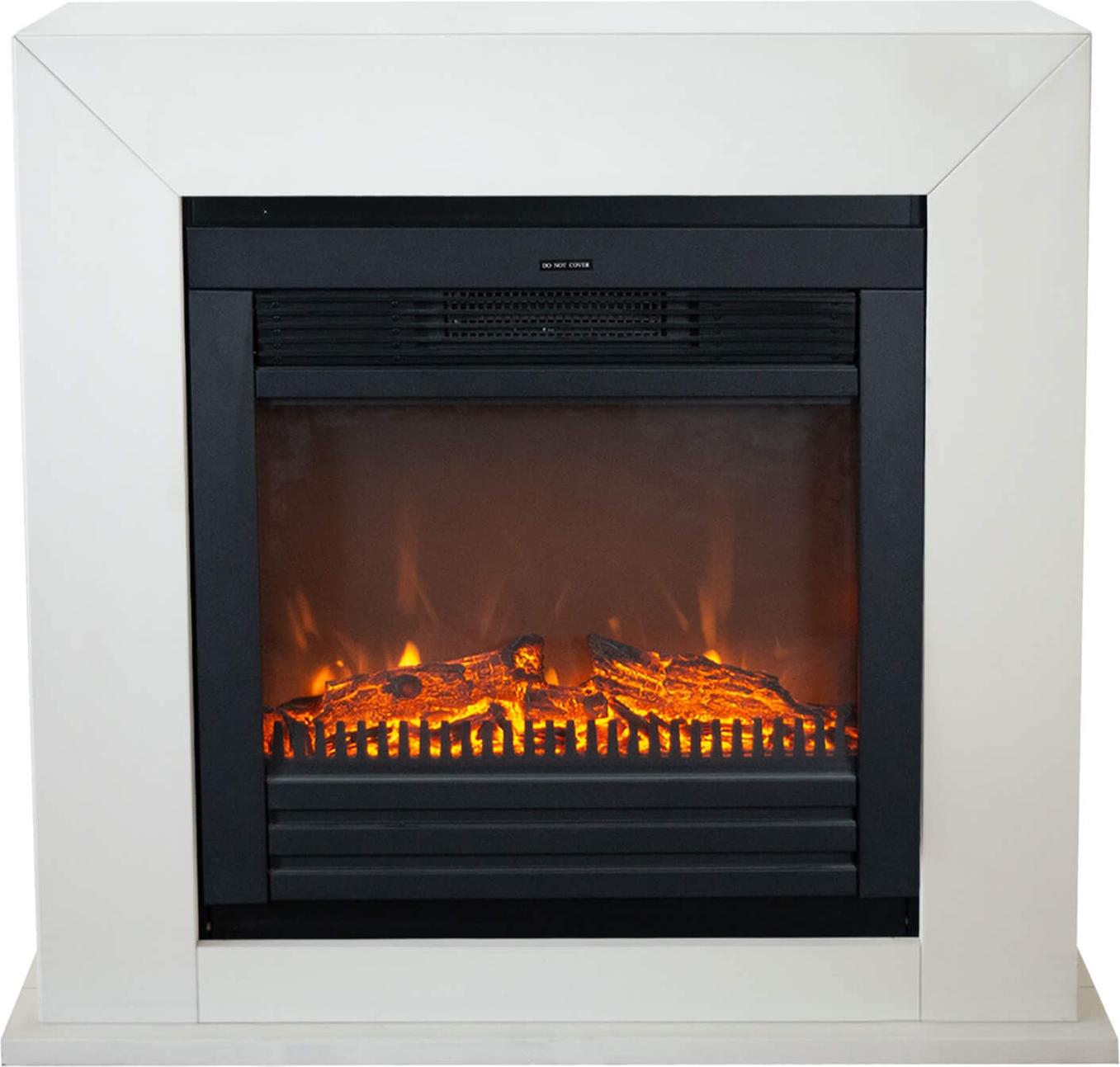Xaralyn Elektrokamin - Adra ELU-MDW - weißes Holz - 1400 Watt Heizung - mit Fernbedienung - Kaminsims inklusive Einbaukamin - Dekokamin