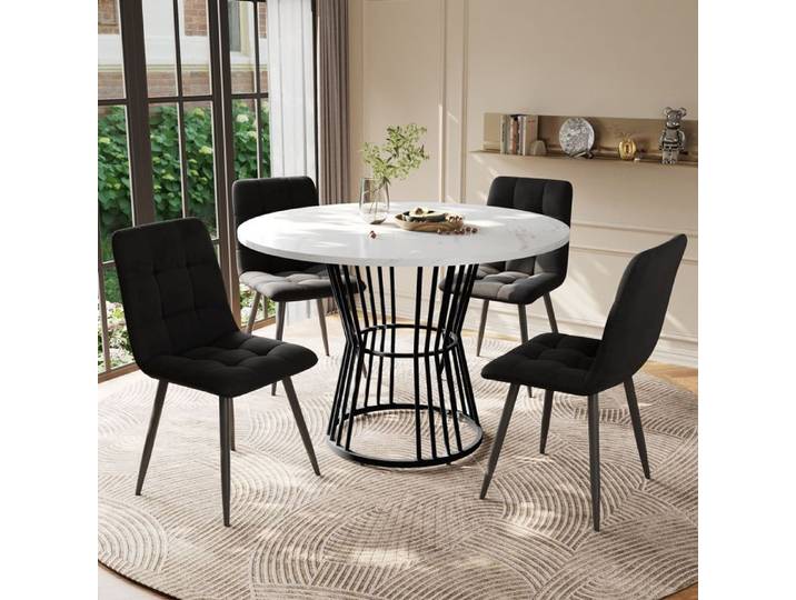 Ensemble - Ensemble de salle à manger (5 pièces) co pratique au quotidien montage facile - Blanc - Pour Maison