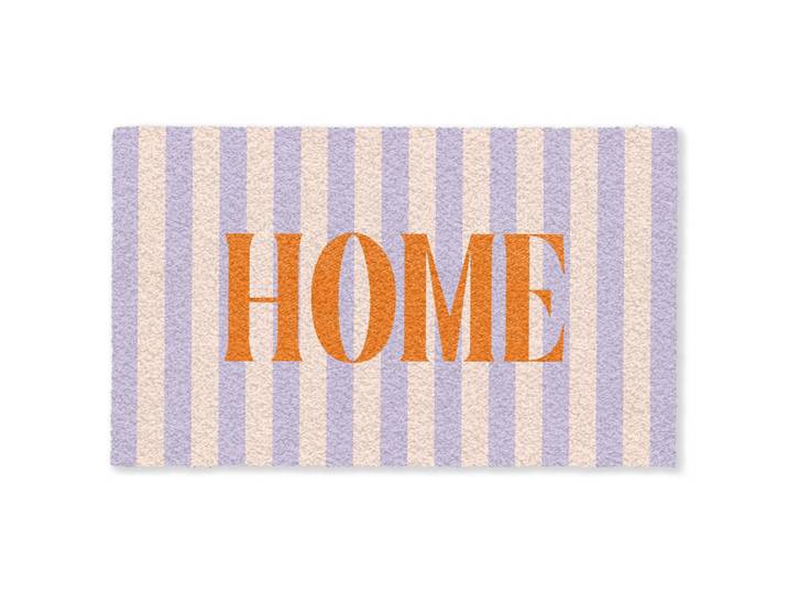 MuchoWow Fussmatte Lila – Orange – Streifen – Startseite 150x90 cm, Flieder, Kunststoff, Rechteckig, 150x0.4 cm, Teppiche und Böden, Schmutzfangmatten, Fußmatten