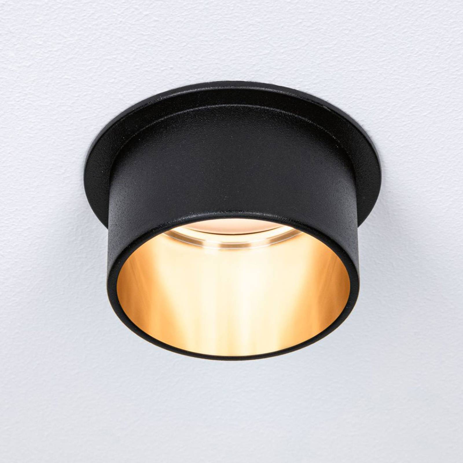 Paulmann Gil LED recessed lights, black/gold 3x Gil, dimmable, Black, Bathroom, Aluminium, Modern, Spotlight Recessed