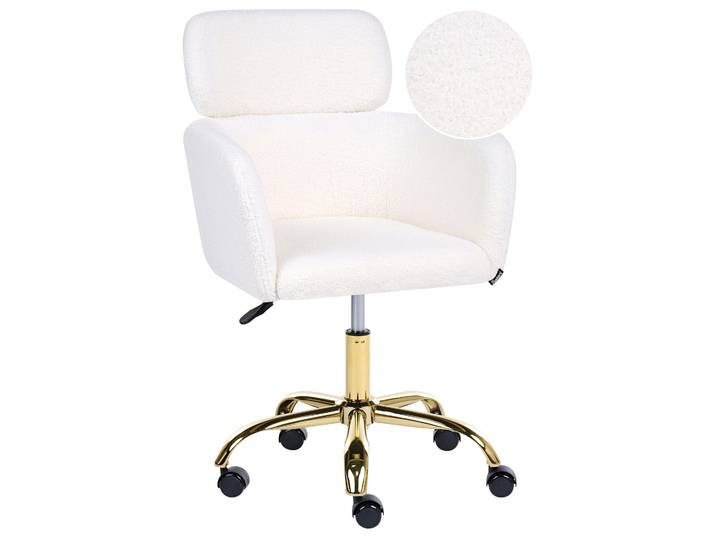 BELIANI Bürostuhl Weiß Bouclé Höhenverstellbar Drehbar Modernes Design Homeoffice Schreibtischstuhl