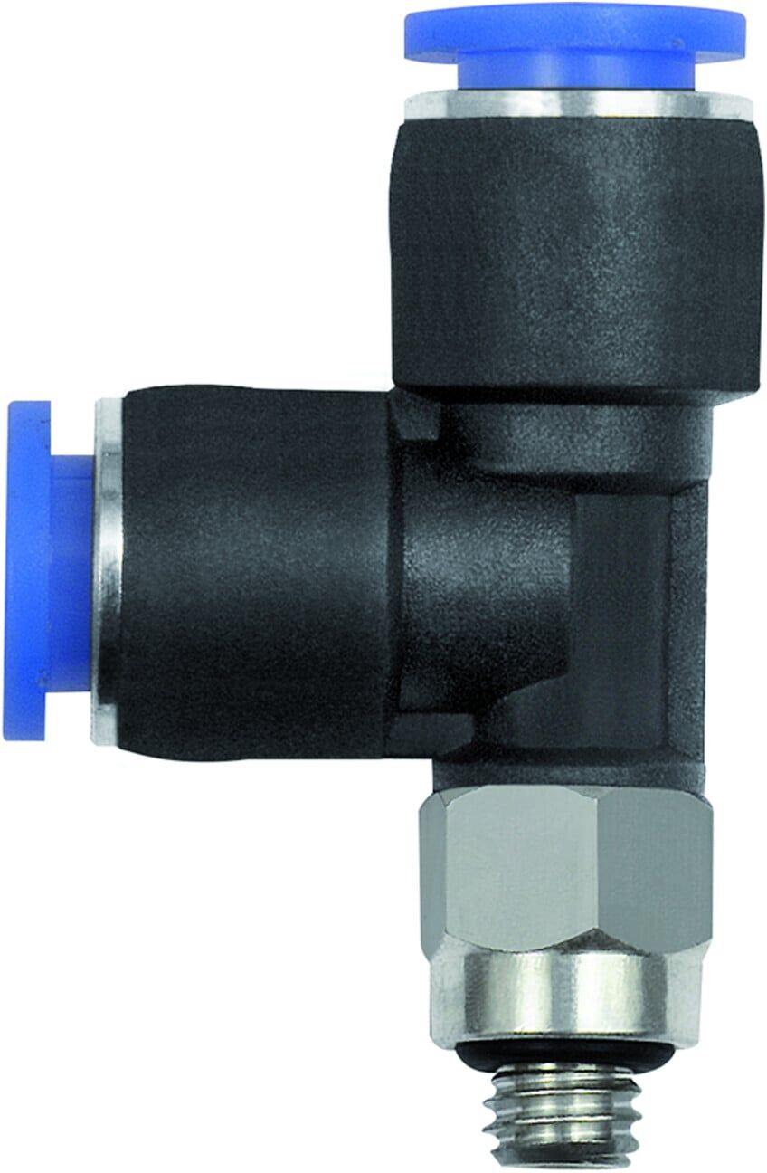 Riegler T-Steckverschraubung »Blaue Serie « mini, L-Form, drehbar, M3, 129.003-3M)