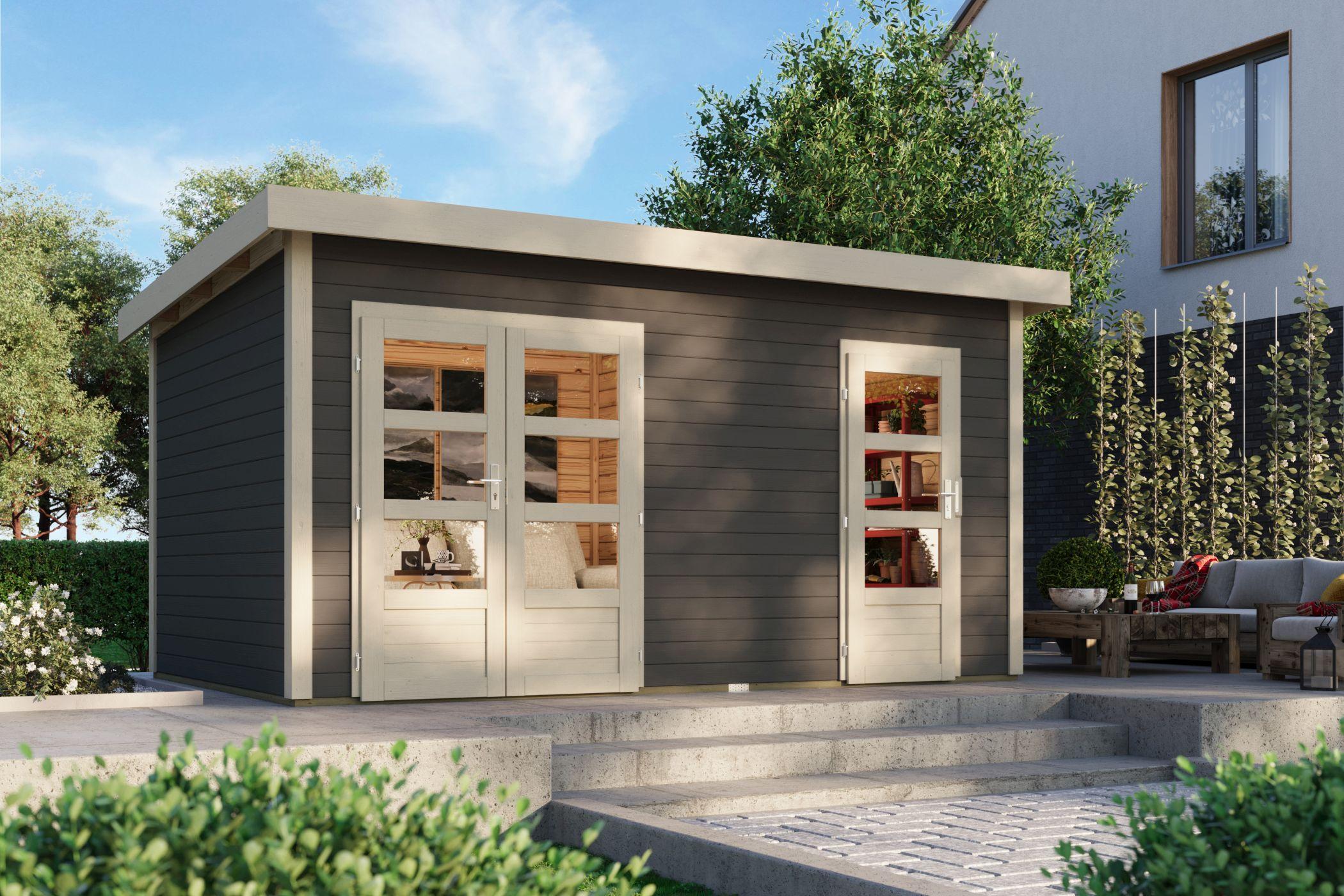 Karibu Gartenhaus Gerätehaus 2-Raum-Haus Mattrup terragrau 424x274x230 cm