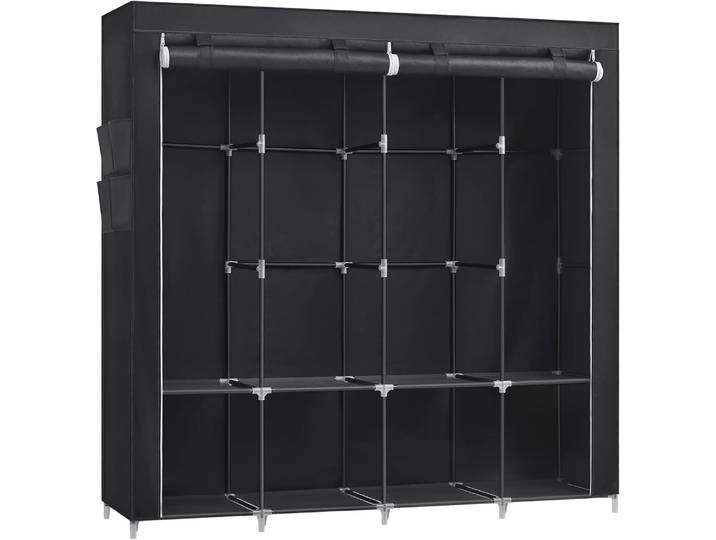 Stoffschrank 170cm schwarz 4 Hängefächer