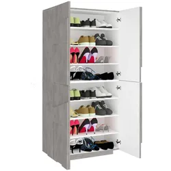 Dmora Schuhschrank Orfeo, Mehrzweckschrank mit 4 Flügeltüren, Eingangsschuhregal, 100 % Made in Italy, cm 81x38h167, Zement