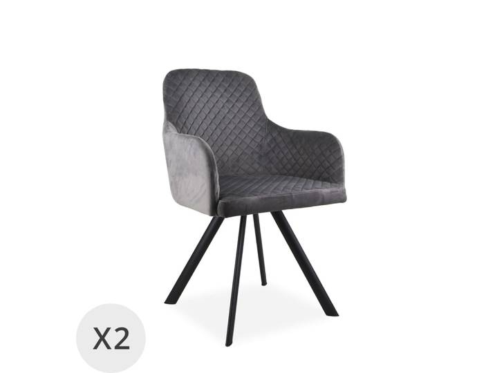 Set de 2 fauteuils tapissés en velours gris