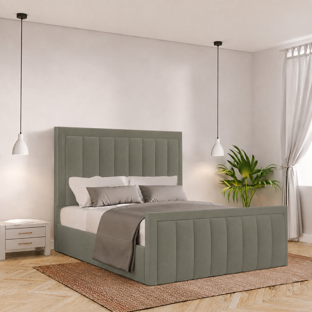 Canora Grey Ballal Upholstered Ottoman Bed Asphalt Double (4'6)