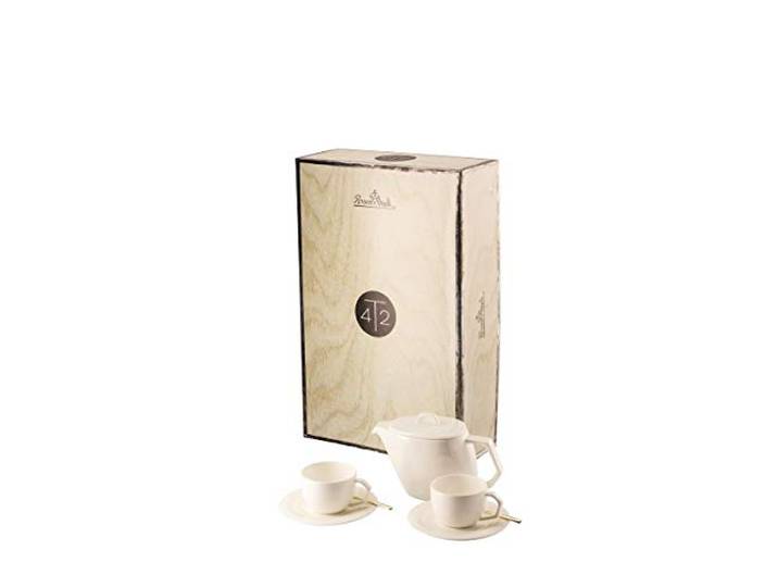 Jade Sphera Weiß Tee-Set 7-teilig (inklusiv KOSTENLOSER ZUGABE von 2 Stück Sambonet Kaffee-/Teelöffeln - Linear PVD Champagne)