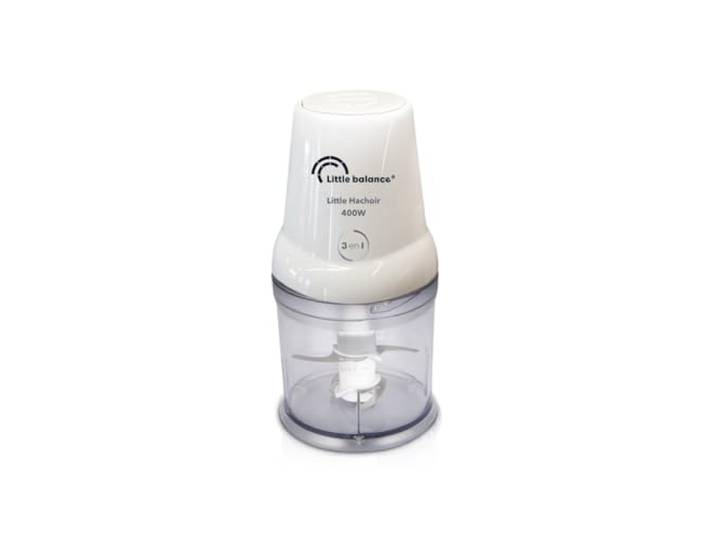 LITTLE BALANCE 8586 Little Hachoir\, Hachoir électrique\, Mini mixeur\, Bol 500 ml\, 4 lames inox\, 400 W\, Blanc
