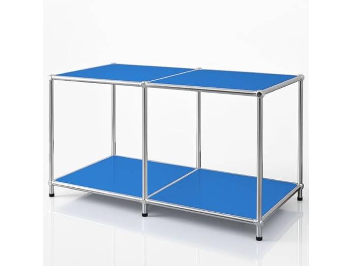 KARAT Metallregal Blau – Sideboard mit 2 Ebenen (B80×T40×H46 cm) – Pulverbeschichtetes Stahlgestell verchromt – Modern für Wohn- & Arbeitsräume - Concept Epure MK-016