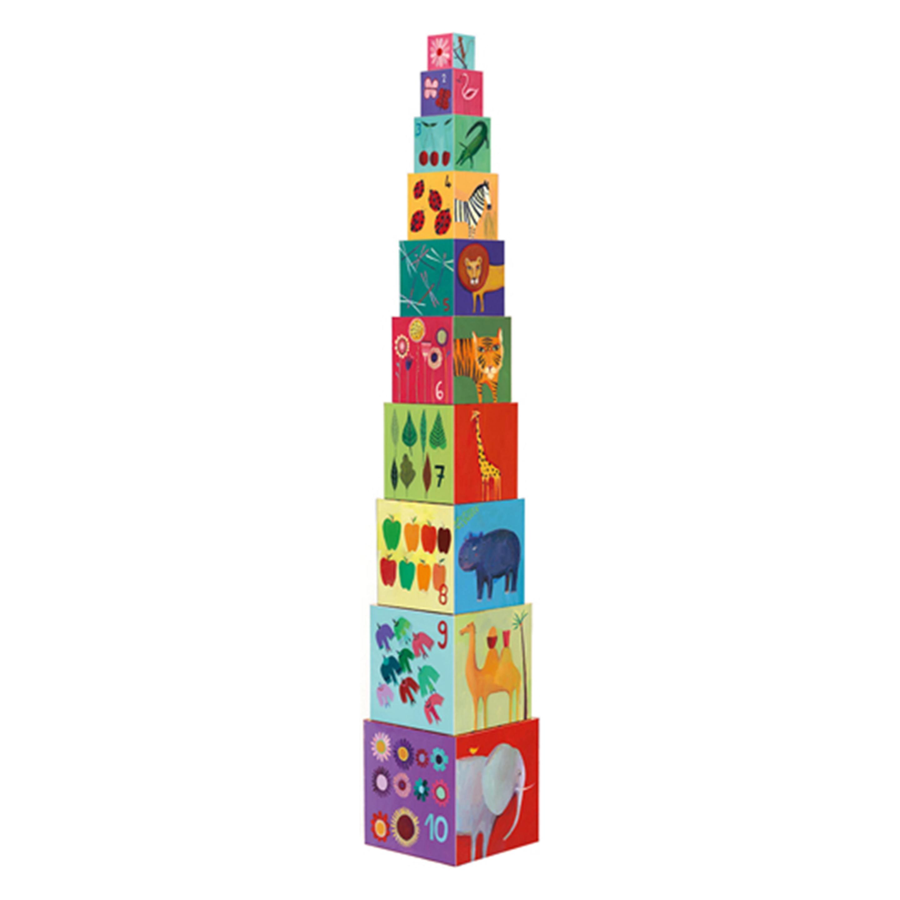 Djeco Pyramide Natur und Tiere (10 Würfel) (DJ08505)